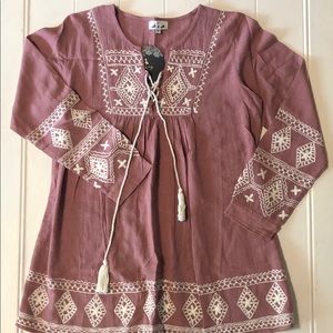 NWT A & A Embroidered Top Size M